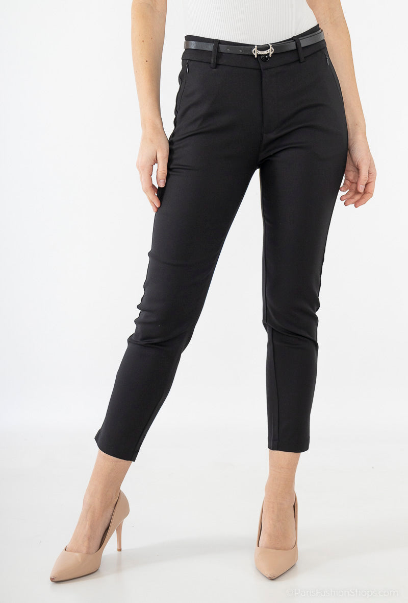 slim fit chino pants with belt